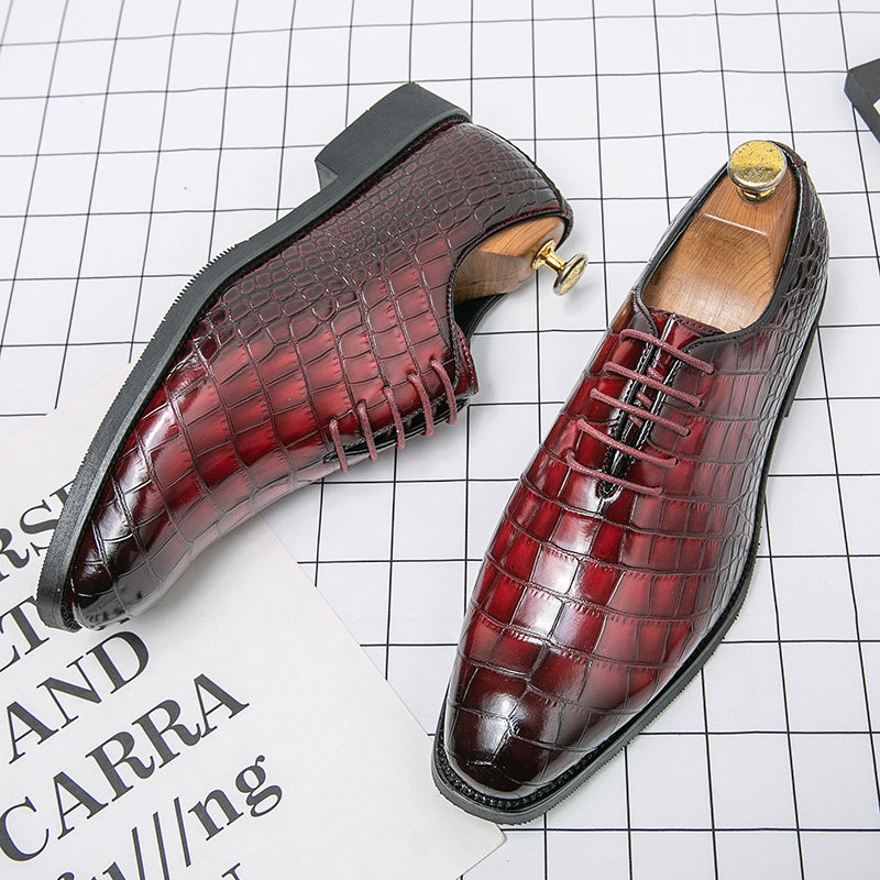 Men's Croc Printed Pointed Toe Formal Dress Shoes for Wedding Office
