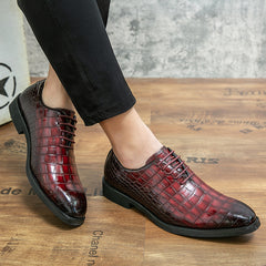 Men's Croc Printed Pointed Toe Formal Dress Shoes for Wedding Office