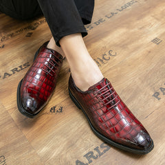 Men's Croc Printed Pointed Toe Formal Dress Shoes for Wedding Office