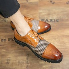 Men's Colorblock Cap Toe Brogue Formal Lace Up Dress Shoes