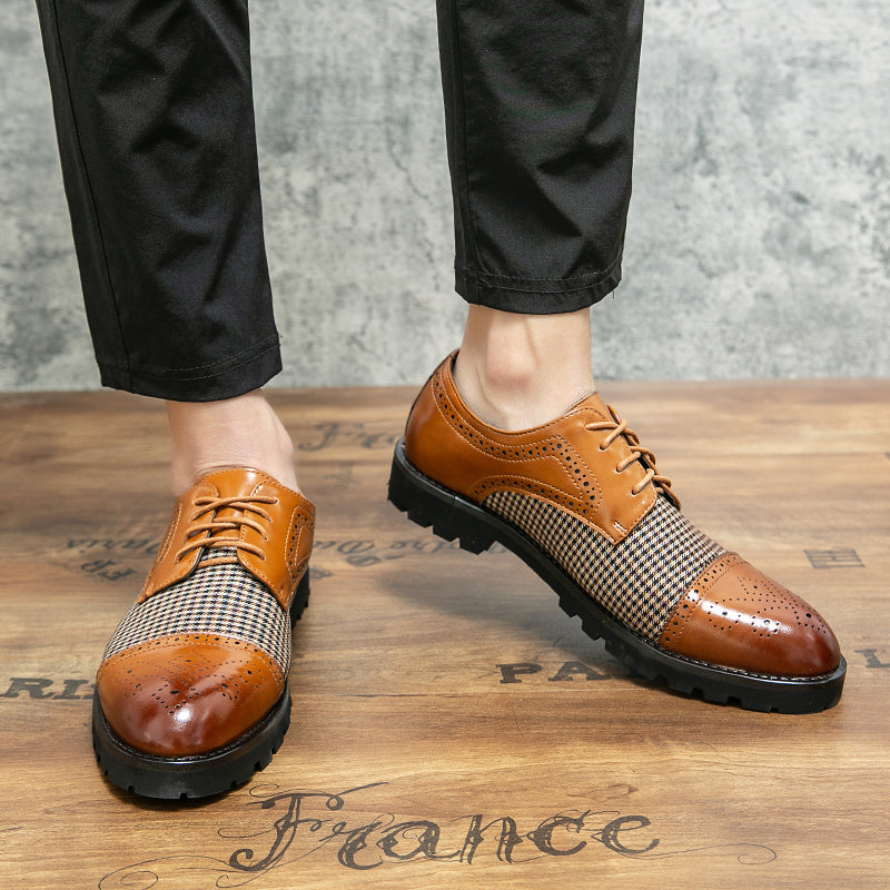 Men's Colorblock Cap Toe Brogue Formal Lace Up Dress Shoes