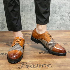 Men's Colorblock Cap Toe Brogue Formal Lace Up Dress Shoes