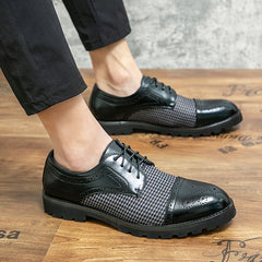 Men's Colorblock Cap Toe Brogue Formal Lace Up Dress Shoes
