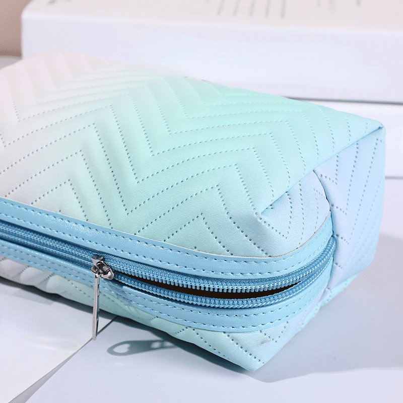Ombre Square Zipper Cosmetic Bag Travel Toiletry Organizer