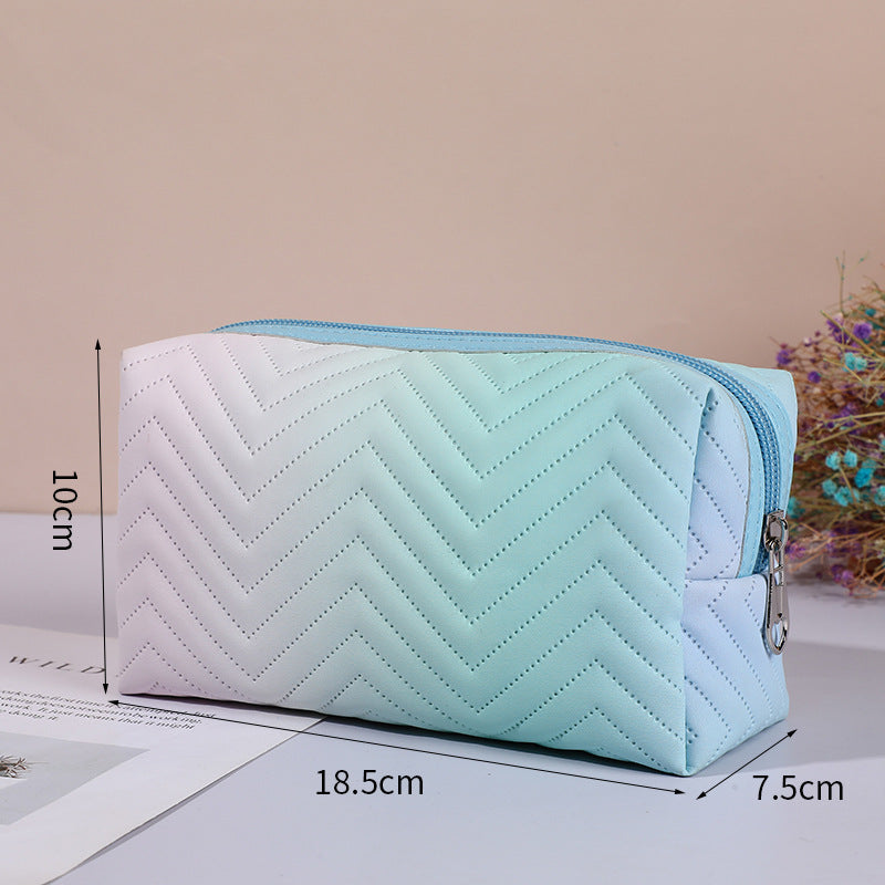 Ombre Square Zipper Cosmetic Bag Travel Toiletry Organizer