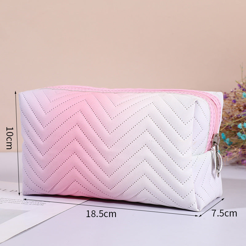 Ombre Square Zipper Cosmetic Bag Travel Toiletry Organizer