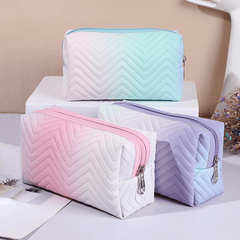 Ombre Square Zipper Cosmetic Bag Travel Toiletry Organizer