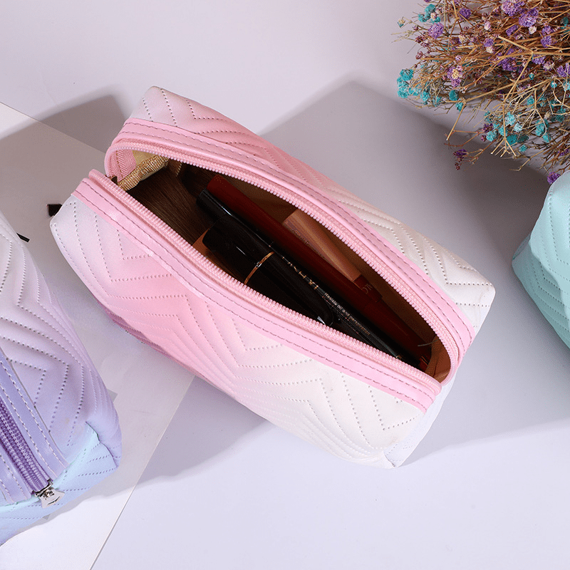 Ombre Square Zipper Cosmetic Bag Travel Toiletry Organizer