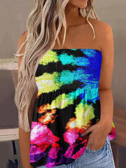 Tie Dye Backless Tube Top Strapless Summer Loose Tube Top