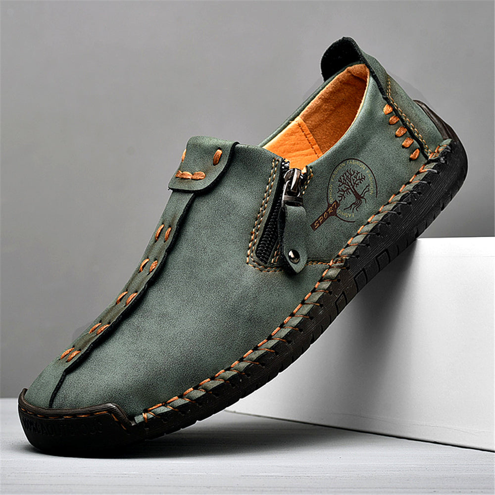 FLYLAND Men's Vintage Style Leather Loafers Moccasins