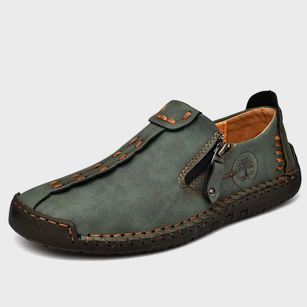 FLYLAND Men's Vintage Style Leather Loafers Moccasins