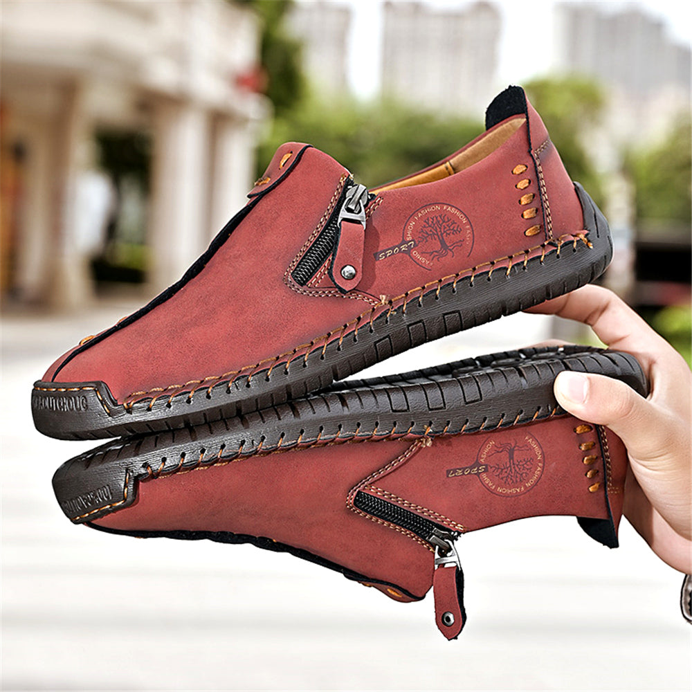 FLYLAND Men's Vintage Style Leather Loafers Moccasins