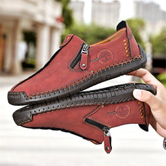 FLYLAND Men's Vintage Style Leather Loafers Moccasins