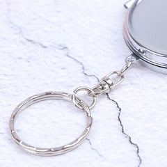 Metal Folding Mirror Key Ring Keychain Portable Compact Cosmetic