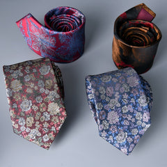 Men's Wedding Tie Set Paisley Necktie Handkerchief Cufflink Silk Formal Business