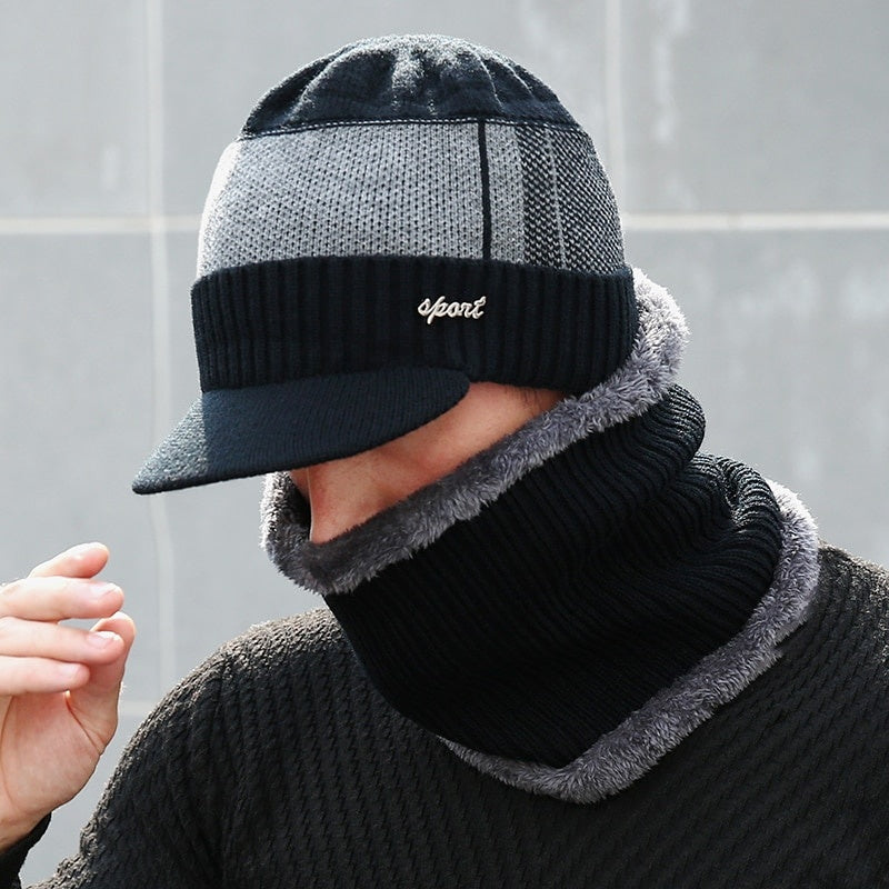 Winter Hats For Men Skullies Beanie Hat Winter Cap Men Women Wool Scarf Caps Set