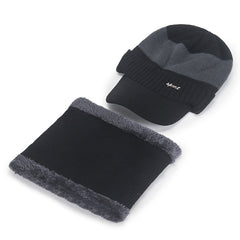 Winter Hats For Men Skullies Beanie Hat Winter Cap Men Women Wool Scarf Caps Set