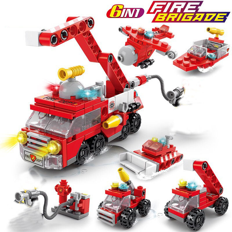 142Pcs Fire Truck Building Blocks Sets, Car Model Toy
