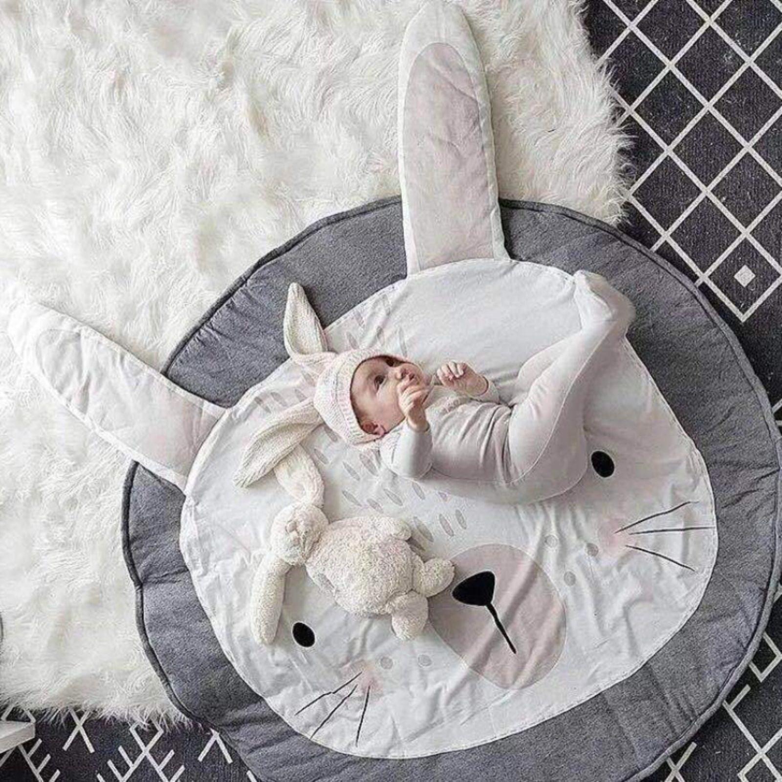 Rabbit Unicorn Round Play Pad Crawling Mat for Kids