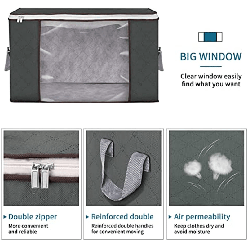 Large Clothes Storage Bag Clear Window Handle & Durable Containers