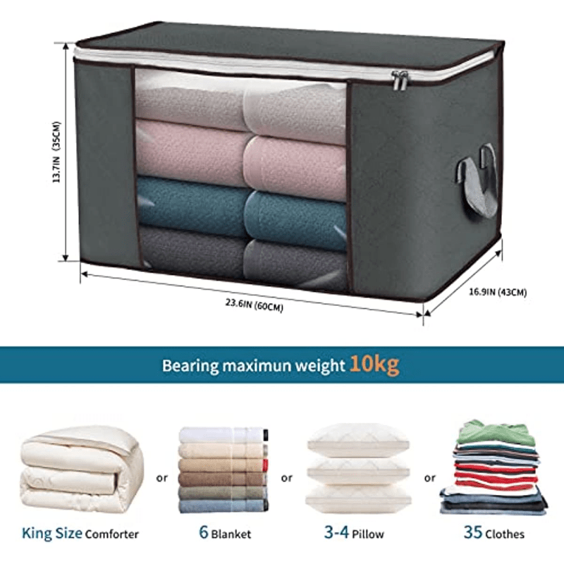 Large Clothes Storage Bag Clear Window Handle & Durable Containers