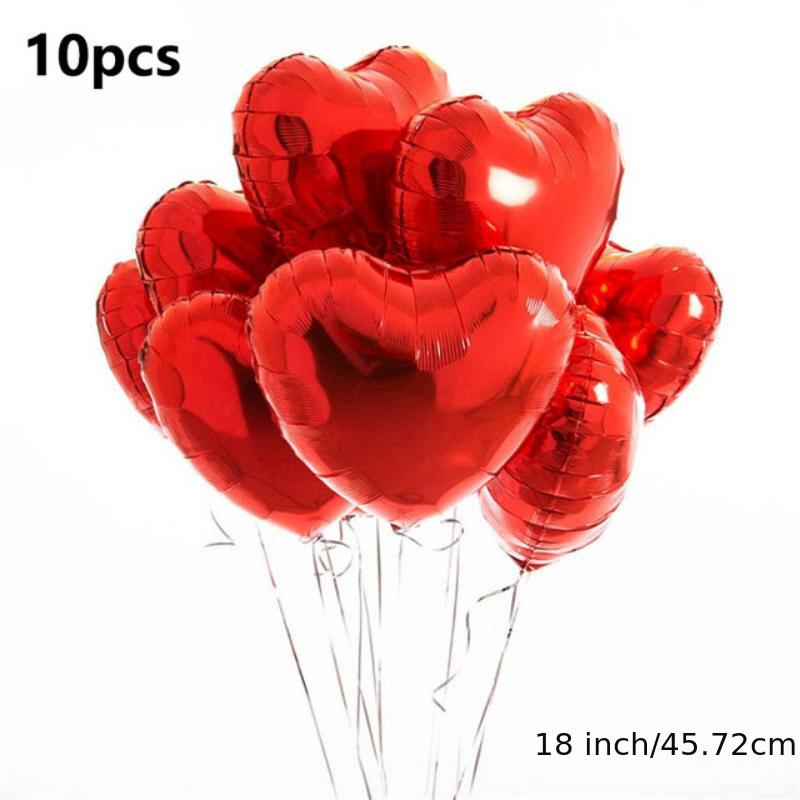 10pcs 18 Inch 45 Red Heart Love Aluminum Balloon