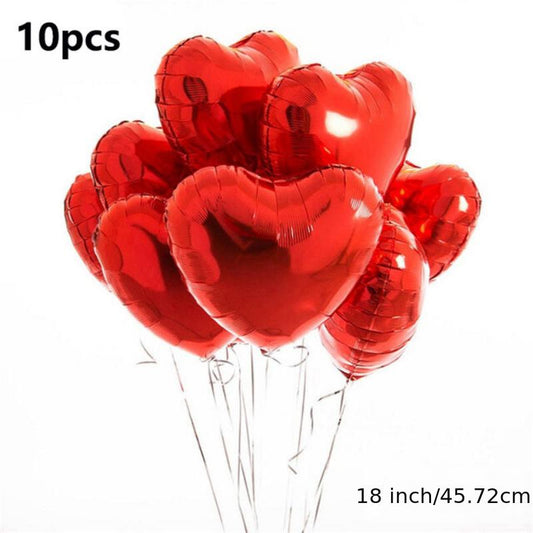 10pcs 18 Inch 45 Red Heart Love Aluminum Balloon