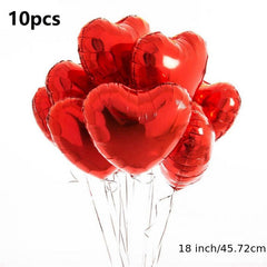 10pcs 18 Inch 45 Red Heart Love Aluminum Balloon