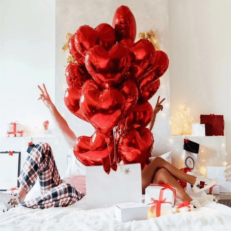 10pcs 18 Inch 45 Red Heart Love Aluminum Balloon