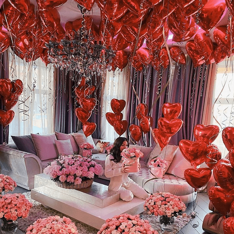 10pcs 18 Inch 45 Red Heart Love Aluminum Balloon