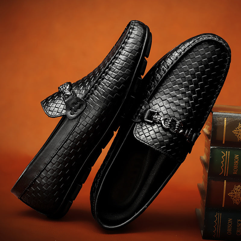 Men's Plaid Bit Loafers Autumn Winter Shoes