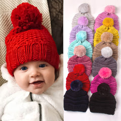 Infant Baby Knitted Cap Beanie Pompom Winter Warm Hat