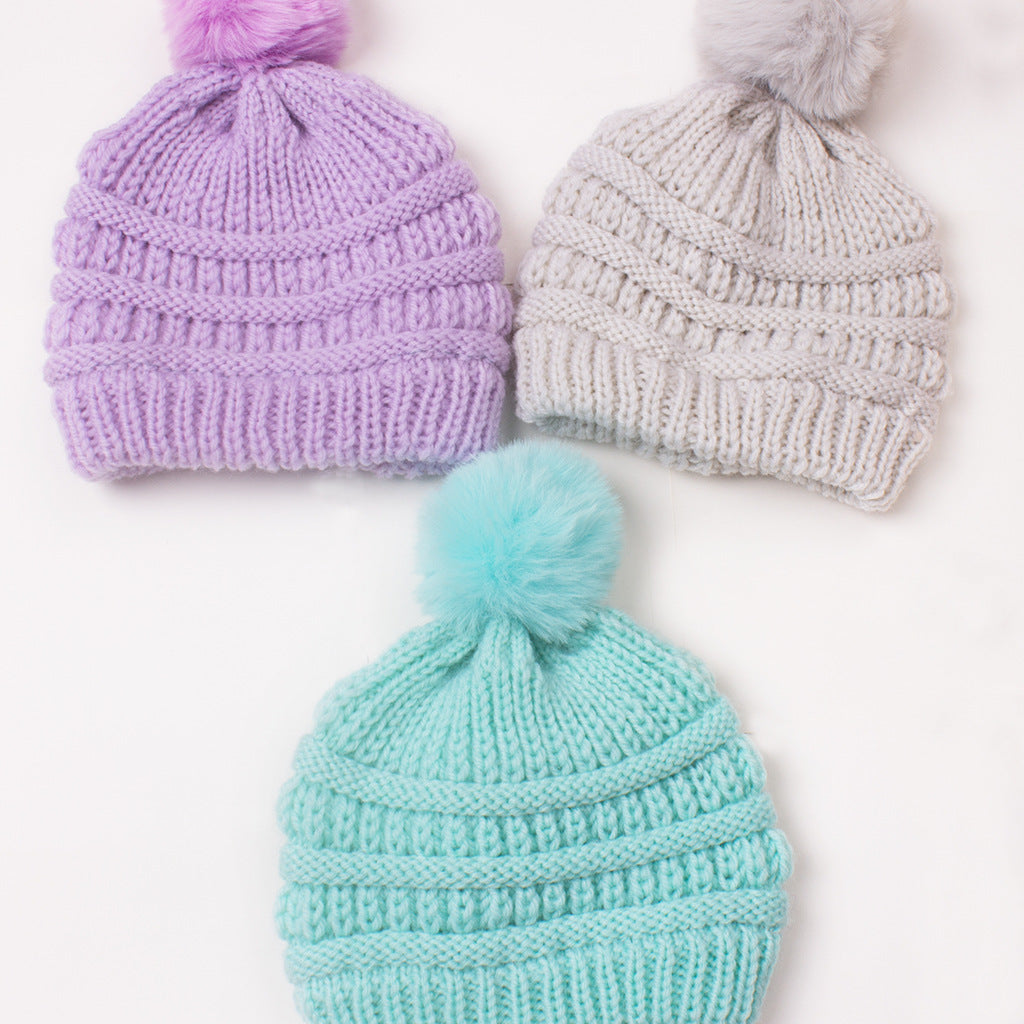 Infant Baby Knitted Cap Beanie Pompom Winter Warm Hat