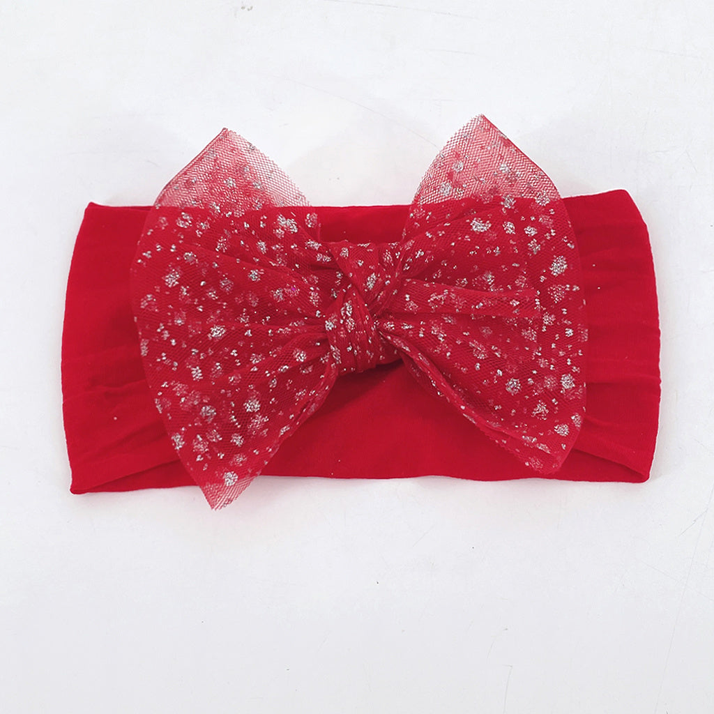 Mesh Bow Wide Headband Elastic Hair Band for Baby Boys and Girls