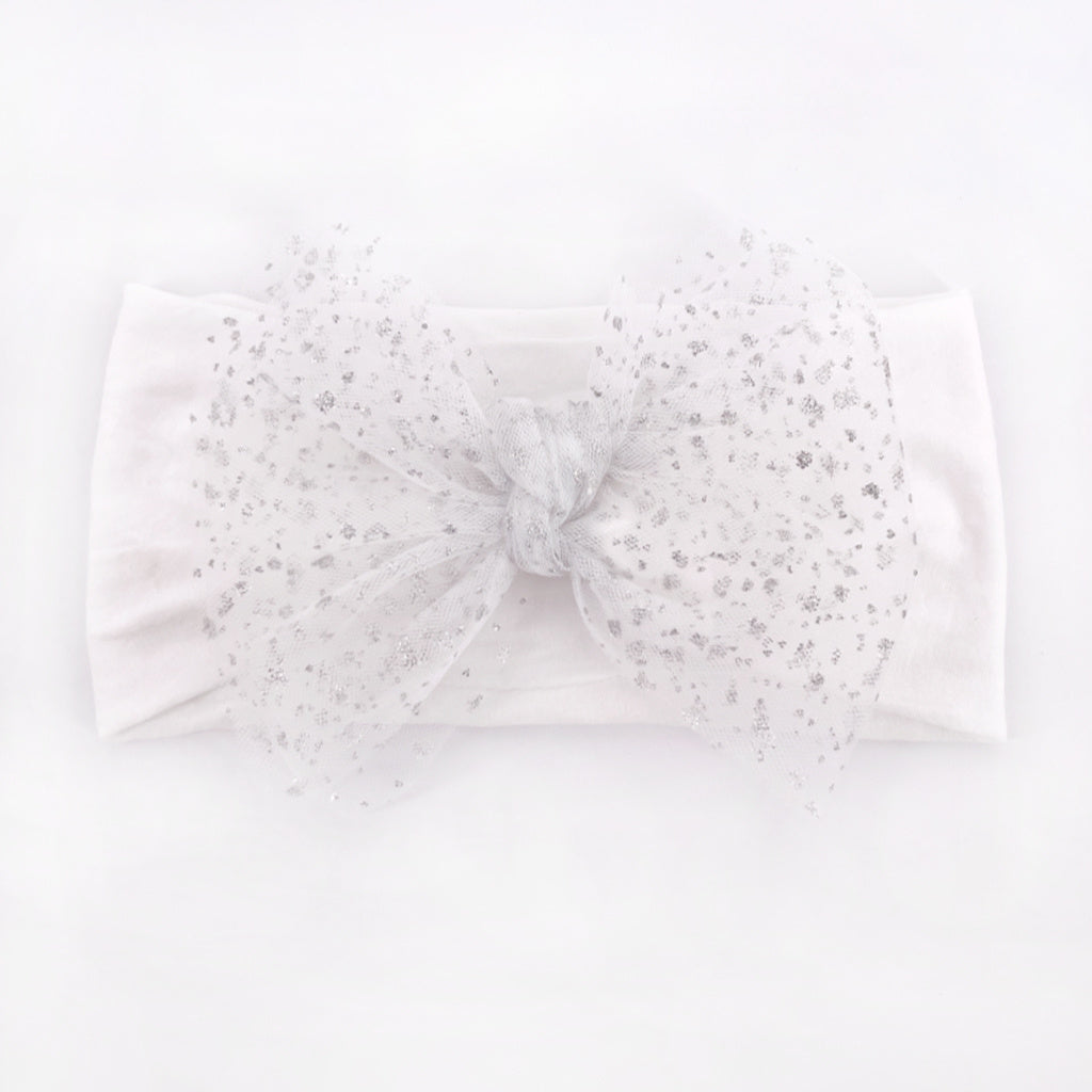 Mesh Bow Wide Headband Elastic Hair Band for Baby Boys and Girls