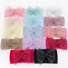 Mesh Bow Wide Headband Elastic Hair Band for Baby Boys and Girls