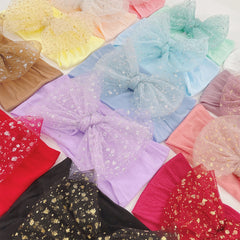 Mesh Bow Wide Headband Elastic Hair Band for Baby Boys and Girls