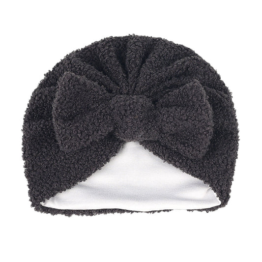Newborn Toddler Plush Head Wrap Hat Solid Bow Turban Headband