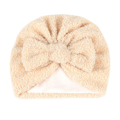 Newborn Toddler Plush Head Wrap Hat Solid Bow Turban Headband
