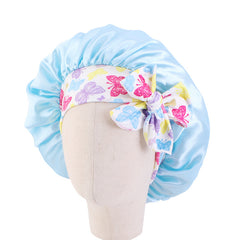Kids Satin Bowknot Sleeping Caps Head Cover Hair Care Cap Night Hat