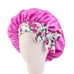 Kids Satin Bowknot Sleeping Caps Head Cover Hair Care Cap Night Hat