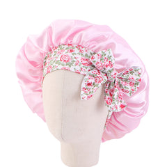 Kids Satin Bowknot Sleeping Caps Head Cover Hair Care Cap Night Hat