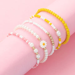 5pcs Daisy Decor Beaded Bracelets Set for Girls