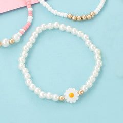 5pcs Daisy Decor Beaded Bracelets Set for Girls