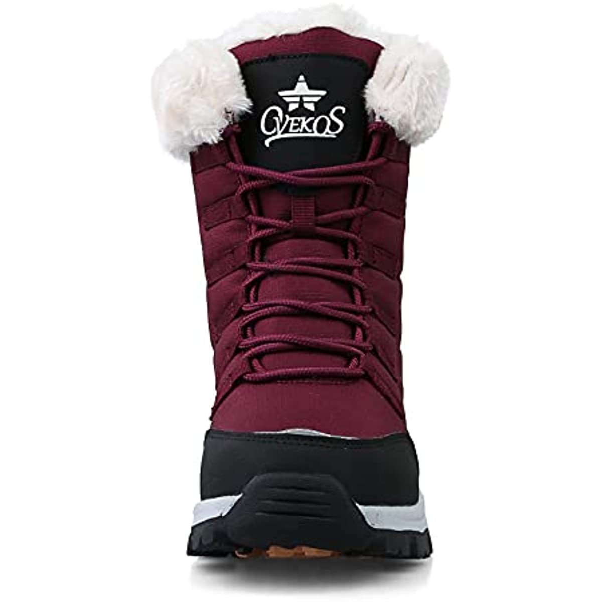 Women's Winter Snow Boots Round Toe Mid Calf Boots Lace Up Outdoor Hiking Shoes