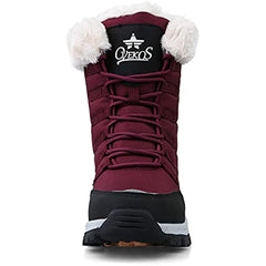 Women's Winter Snow Boots Round Toe Mid Calf Boots Lace Up Outdoor Hiking Shoes