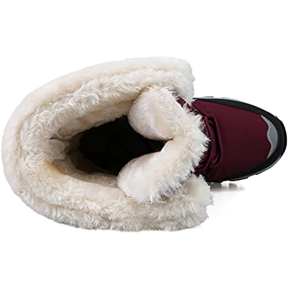 Women's Winter Snow Boots Round Toe Mid Calf Boots Lace Up Outdoor Hiking Shoes