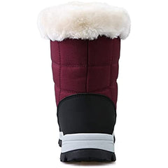 Women's Winter Snow Boots Round Toe Mid Calf Boots Lace Up Outdoor Hiking Shoes