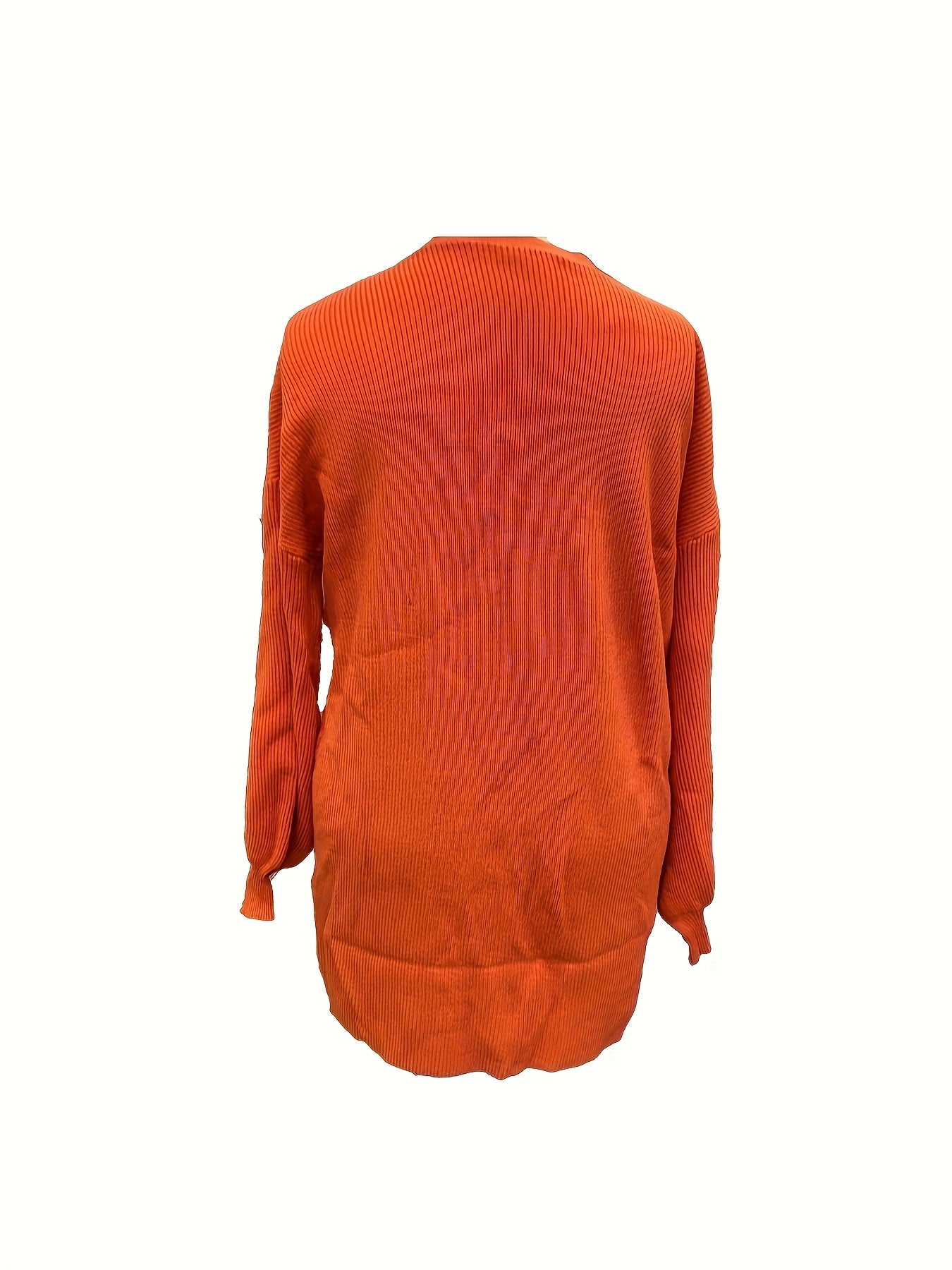 Solid Lantern Sleeve Open Front Knit Cardigan