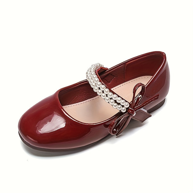 Girls Rhinestone Bow Ballet Shoes Lightweight Non Slip Dress Shoes